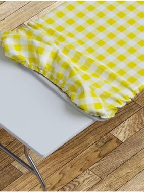 Yellow Checkered Vinyl Rectangular Tablecloth Waterproof 60x90”